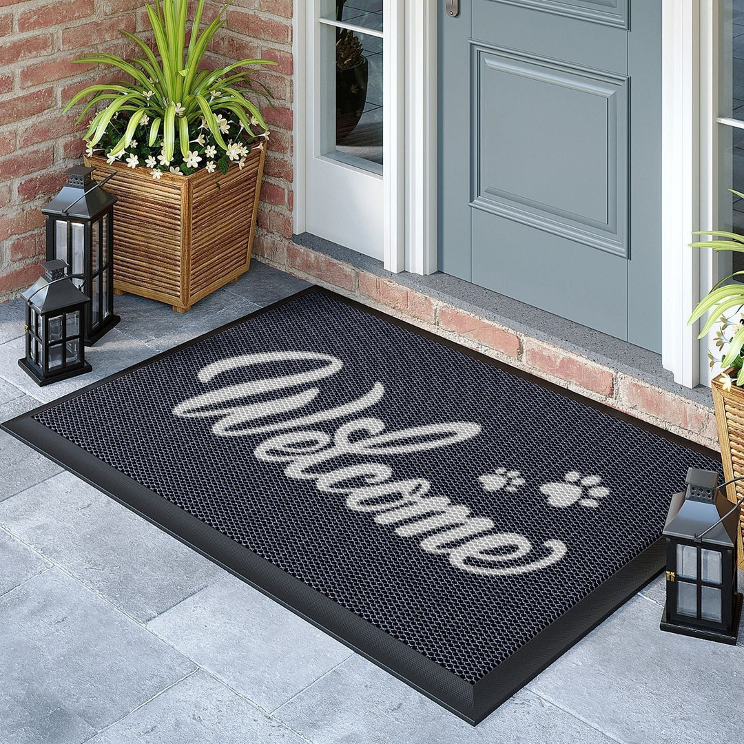 Buitenkleden voor veranda en deurmat met antislip rubberen onderkant en waterbestendig PVC-gaasoppervlak