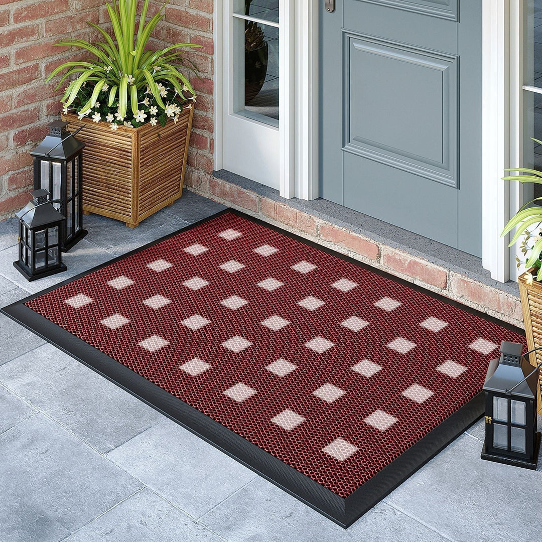 Buitenkleden voor veranda en deurmat met antislip rubberen onderkant en waterbestendig PVC-gaasoppervlak