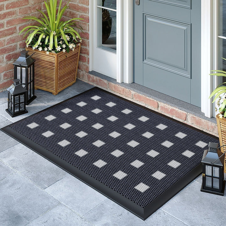 Buitenkleden voor veranda en deurmat met antislip rubberen onderkant en waterbestendig PVC-gaasoppervlak