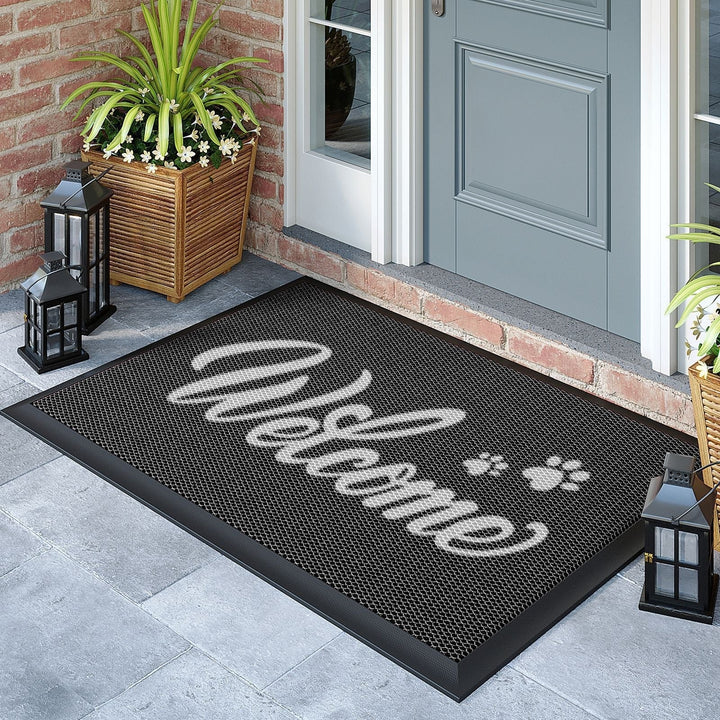 Buitenkleden voor veranda en deurmat met antislip rubberen onderkant en waterbestendig PVC-gaasoppervlak