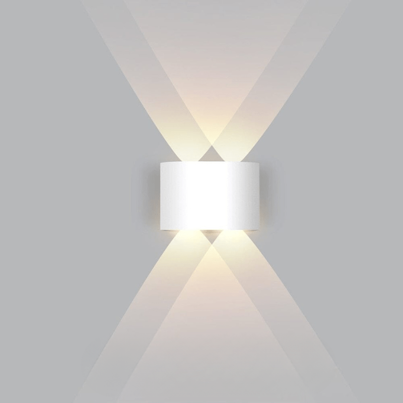 Wandlamp voor buiten, waterdichte LED-armatuur, gebogen met licht omhoog en omlaag, modern