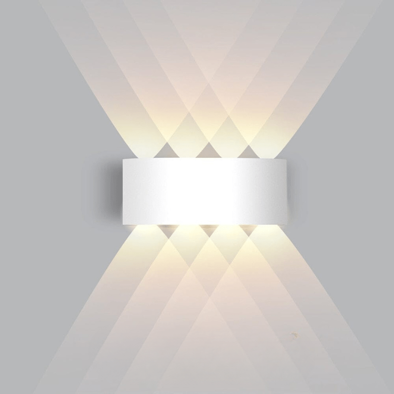 Wandlamp voor buiten, waterdichte LED-armatuur, gebogen met licht omhoog en omlaag, modern