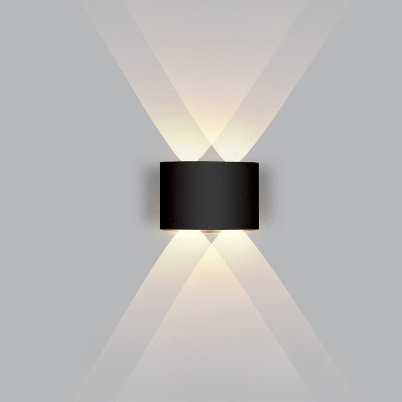 Wandlamp voor buiten, waterdichte LED-armatuur, gebogen met licht omhoog en omlaag, modern