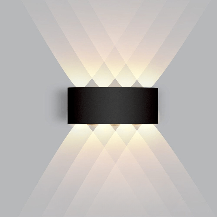 Wandlamp voor buiten, waterdichte LED-armatuur, gebogen met licht omhoog en omlaag, modern