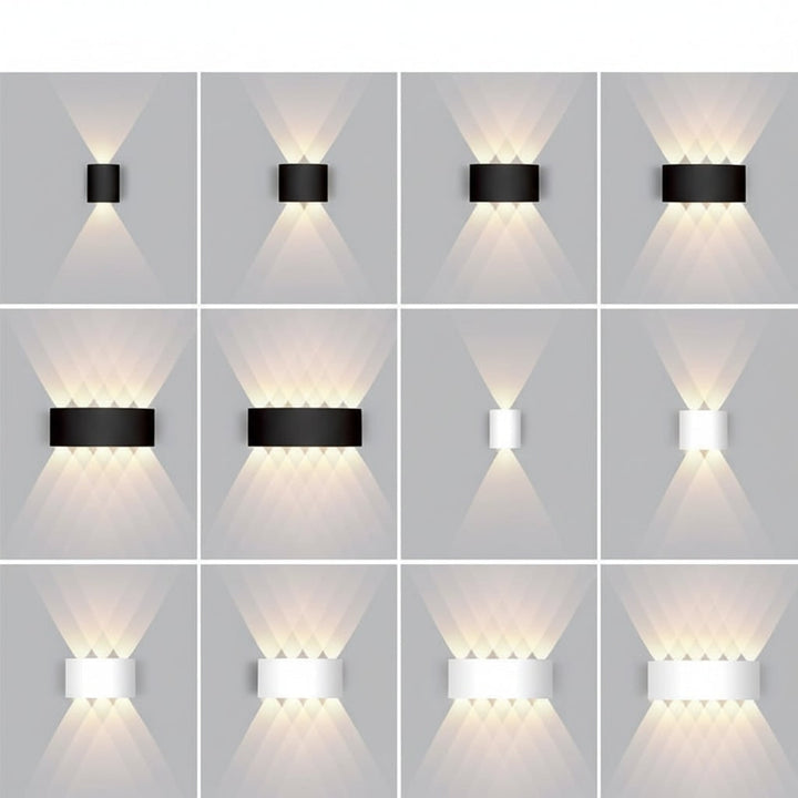 Wandlamp voor buiten, waterdichte LED-armatuur, gebogen met licht omhoog en omlaag, modern