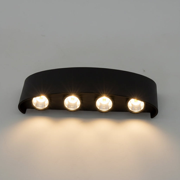 Wandlamp voor buiten, waterdichte LED-armatuur, gebogen met licht omhoog en omlaag, modern