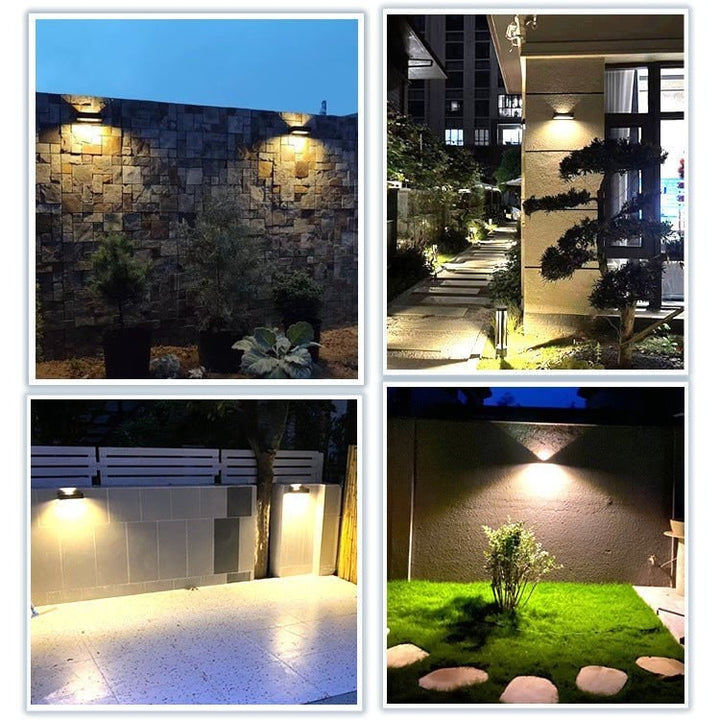 Buitenwandlamp met op- en neer-LED-verlichting en bewegingssensor voor buiten