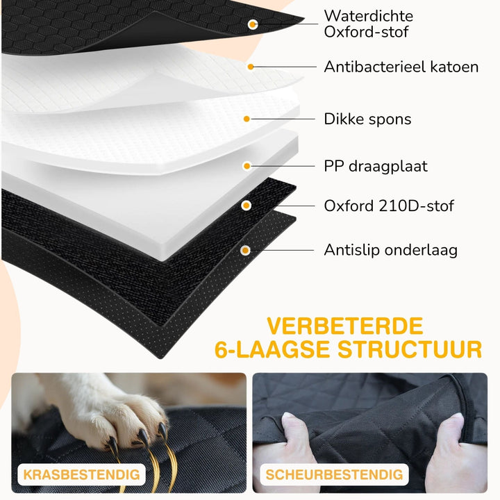 Waterdichte autostoelverlenger voor honden met stevige bodem en traagschuimbed