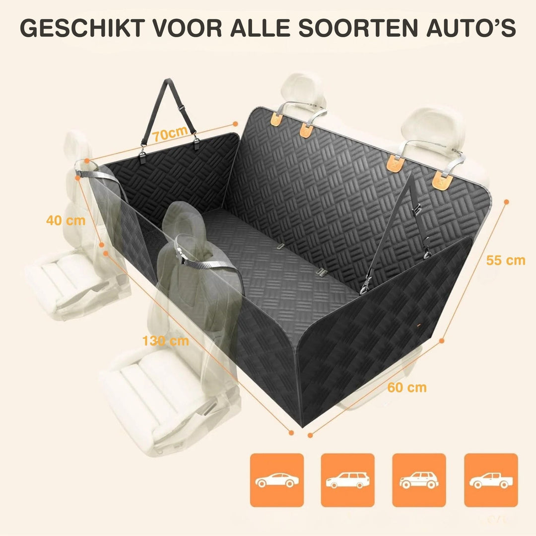 Waterdichte autostoelverlenger voor honden met stevige bodem en traagschuimbed
