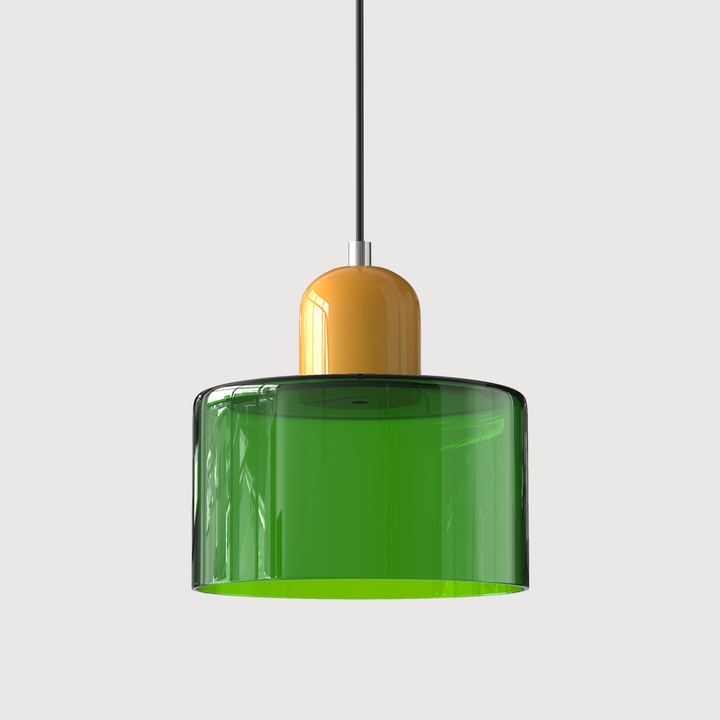 Mid-century modern hanglamp met warm wit licht en tweelaagse matglazen kap
