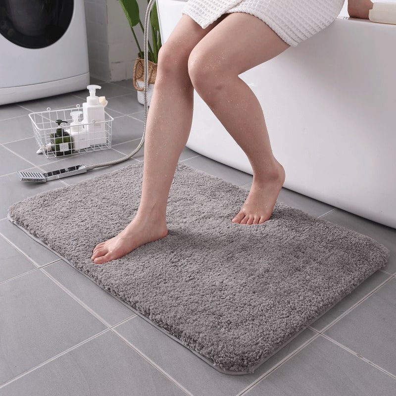 Pluche shaggy badmatten voor de badkamer met antislipzool, sneldrogende microvezel sets