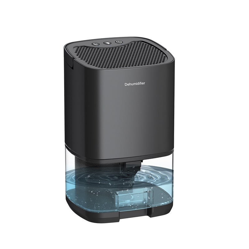 Draagbare luchtontvochtiger voor kelder en slaapkamer met afvoerslang en led-indicator voor waterreservoir