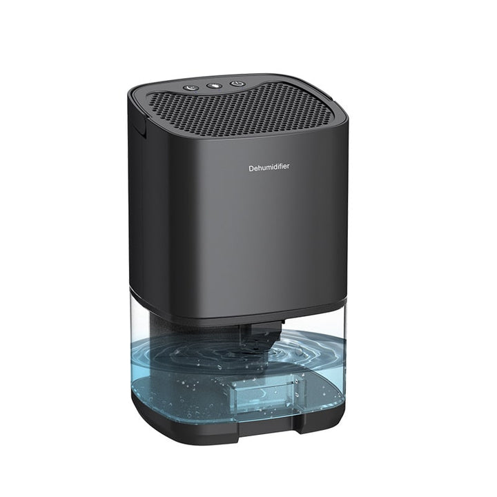Draagbare luchtontvochtiger voor kelder en slaapkamer met afvoerslang en led-indicator voor waterreservoir