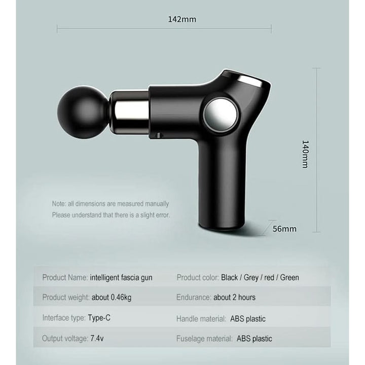 Draagbaar handmassagepistool voor diepe weefselmassage met digitaal display en USB-C-oplading, voor onderweg
