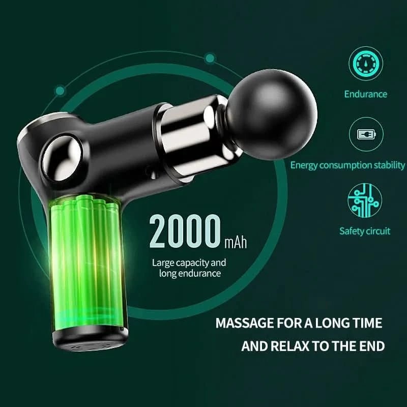 Draagbaar handmassagepistool voor diepe weefselmassage met digitaal display en USB-C-oplading, voor onderweg