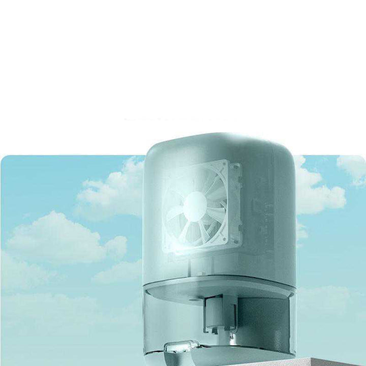 Draagbare mini-luchtontvochtiger voor kelder, kruipruimte, kast en badkamer met doorzichtig waterreservoir
