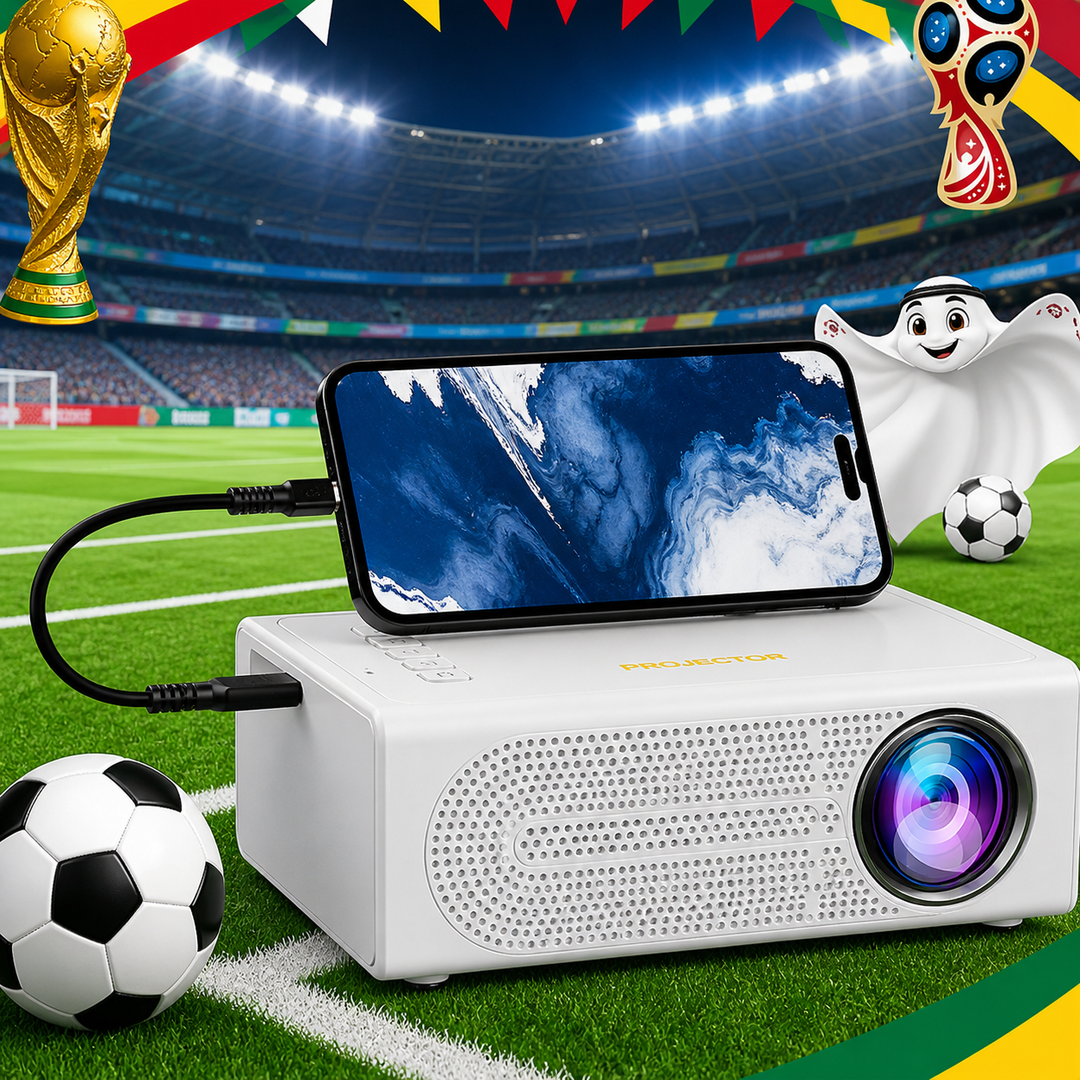Draagbare mini-projector, compacte thuisbioscoop met handmatig scherpstelwiel, klein
