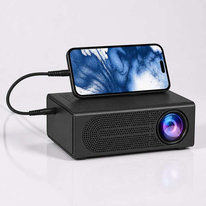 Draagbare mini-projector, compacte thuisbioscoop met handmatig scherpstelwiel, klein