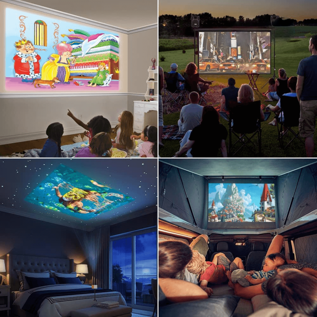 Draagbare mini projector compact LED met handmatige scherpstelling en micro-USB-poort zakformaat