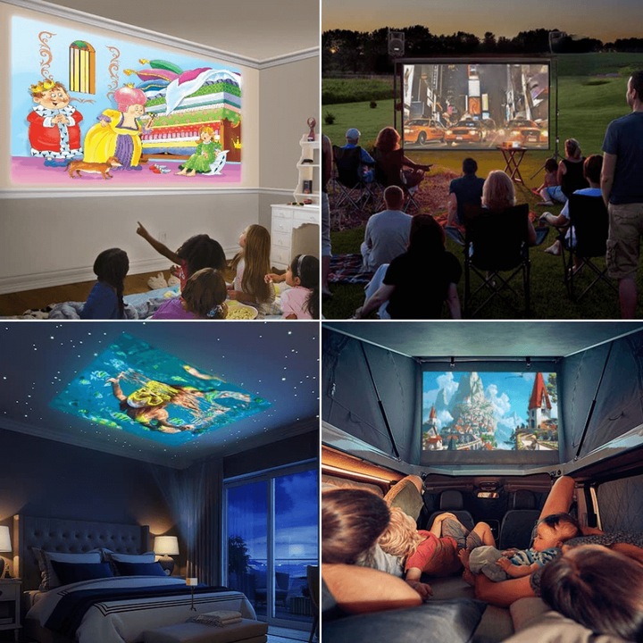 Draagbare mini projector compact LED met handmatige scherpstelling en micro-USB-poort zakformaat