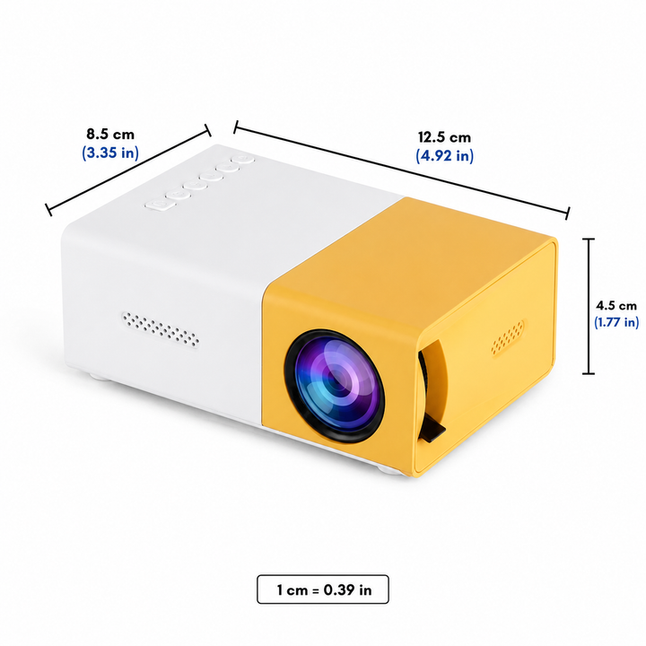 Draagbare mini projector compact LED met handmatige scherpstelling en micro-USB-poort zakformaat