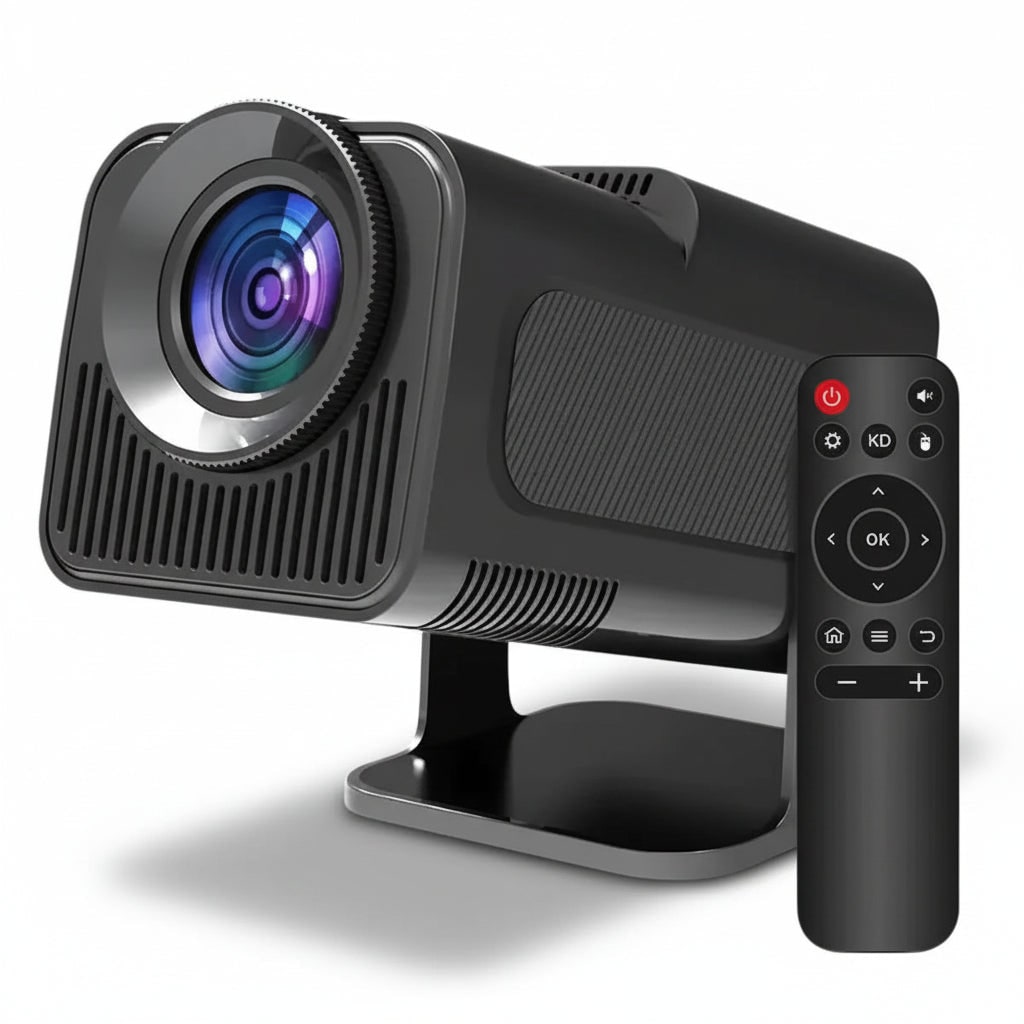 Draagbare slimme mini-projector met draaibare standaard en afstandsbediening, stil