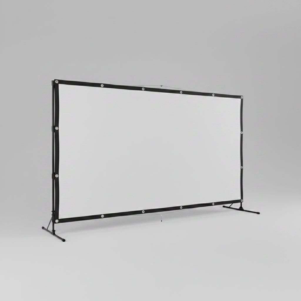 Draagbaar opvouwbaar 120 inch projectiescherm met wit doek en metalen ringen