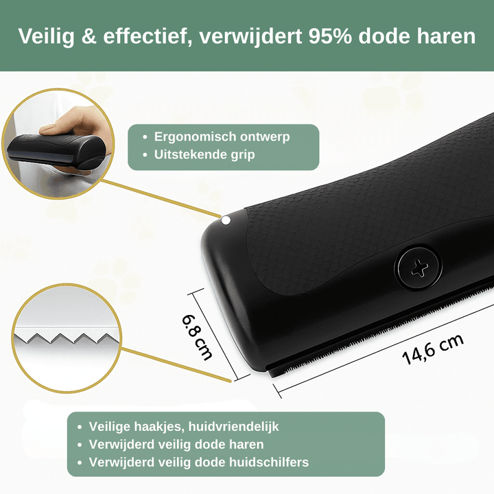GlowBrush ontklittingskam voor honden en katten — verwijdert losse ondervacht