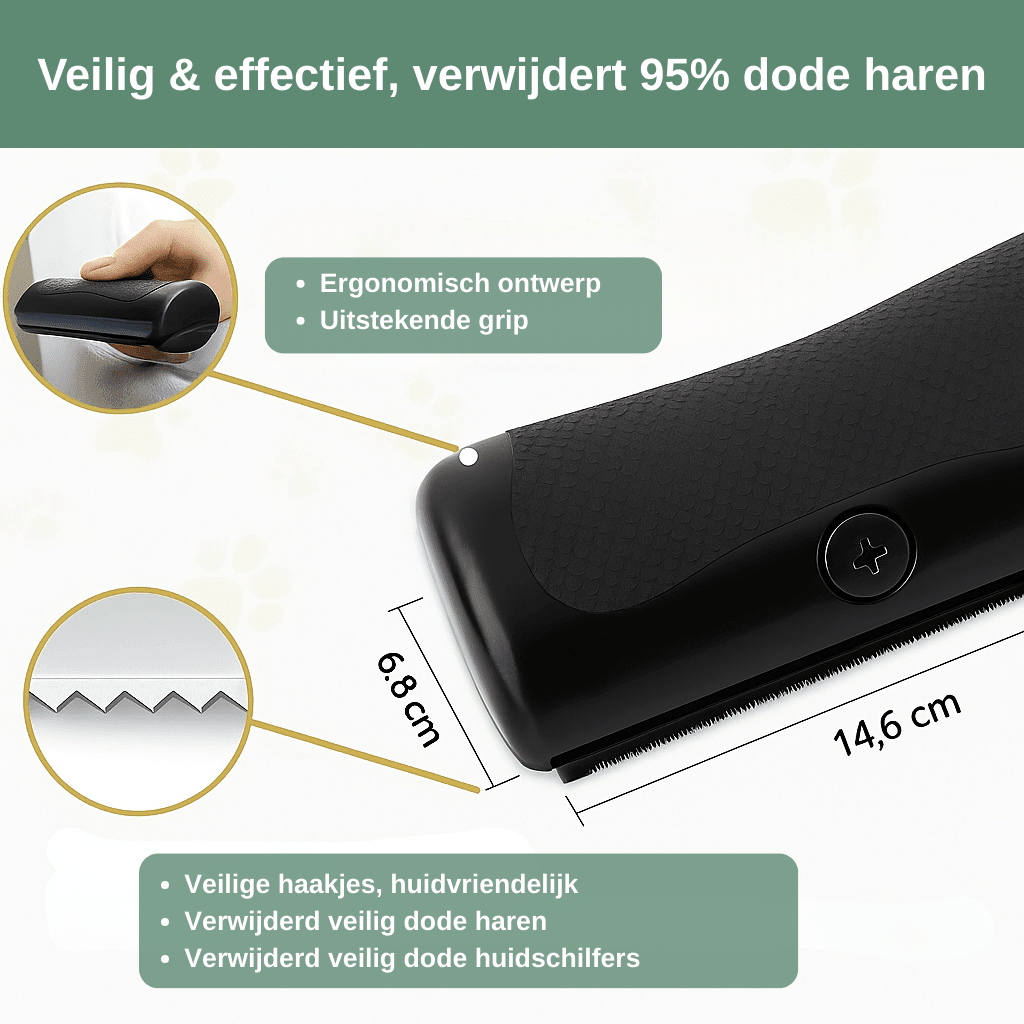 GlowBrush ontklitkam voor honden en katten — verwijdert losse ondervacht