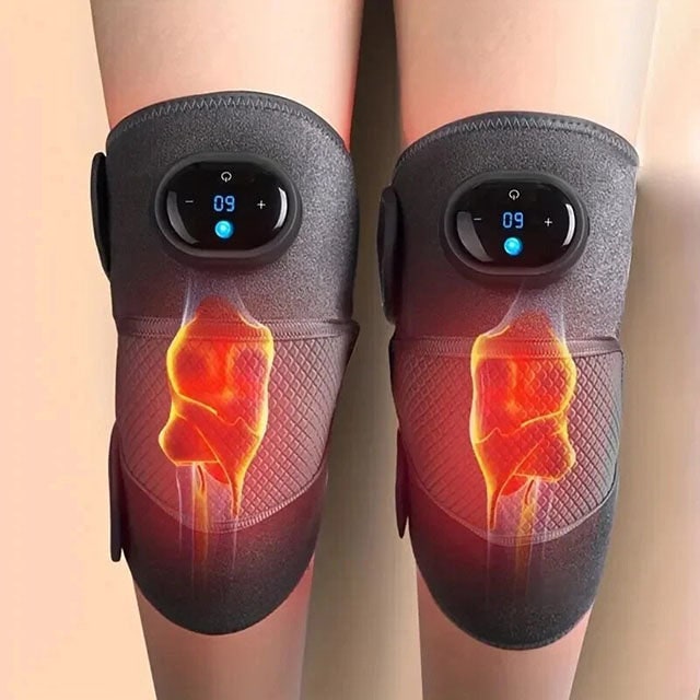 Oplaadbare verwarmde knie-massageapparaat en kniebrace met trilling instelbare warmte en digitale bediening