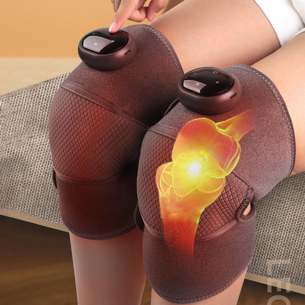 Oplaadbare verwarmde knie-massageapparaat en kniebrace met trilling instelbare warmte en digitale bediening
