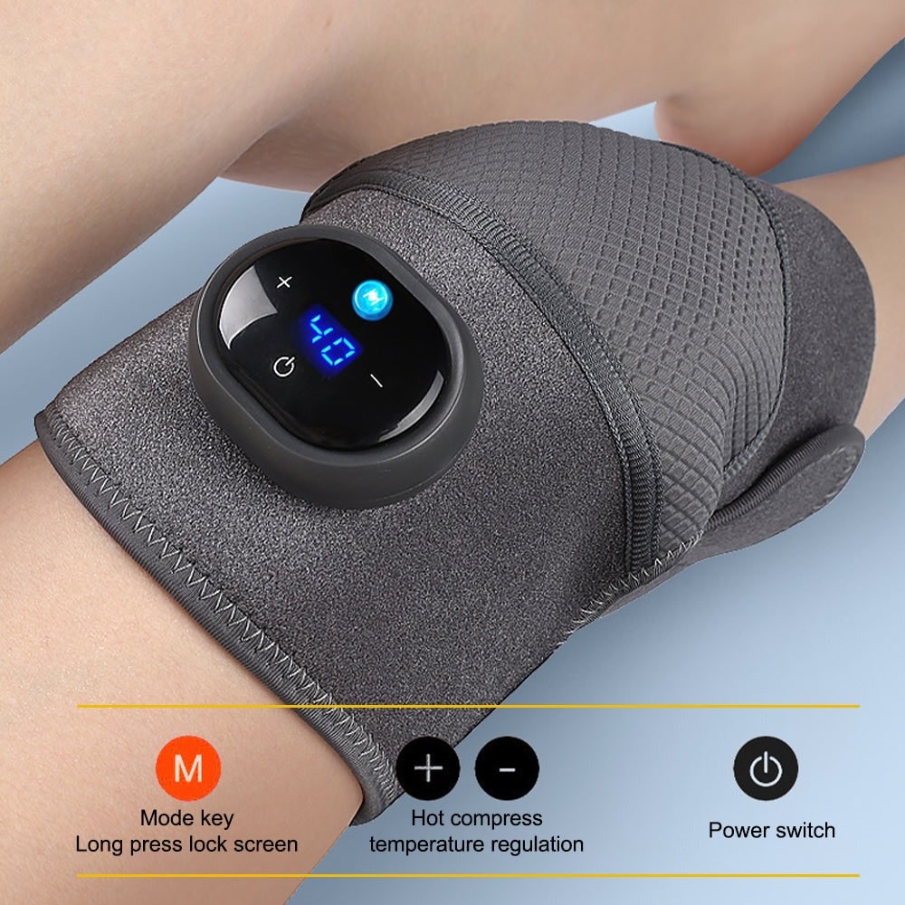Oplaadbare verwarmde knie-massageapparaat en kniebrace met trilling instelbare warmte en digitale bediening