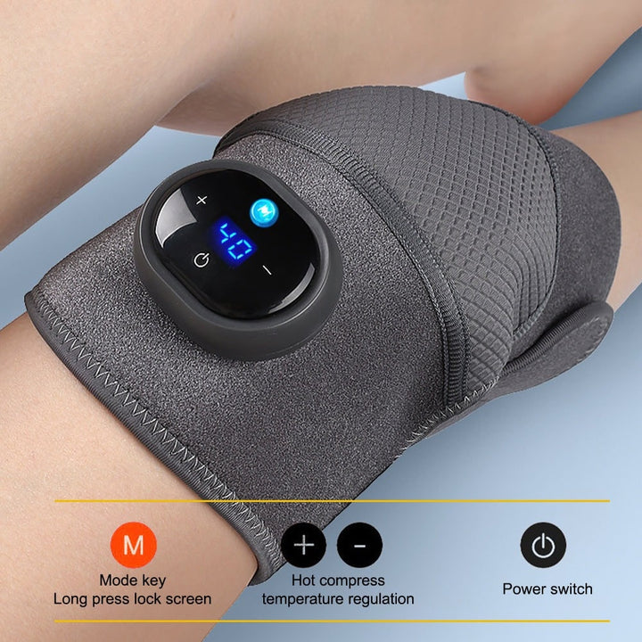 Oplaadbare verwarmde knie-massageapparaat en kniebrace met trilling instelbare warmte en digitale bediening