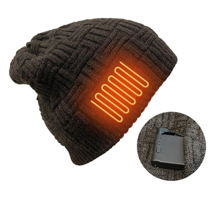 Oplaadbare verwarmde winterbeanie met oorflappen en 3400mah-accu, schedelmuts