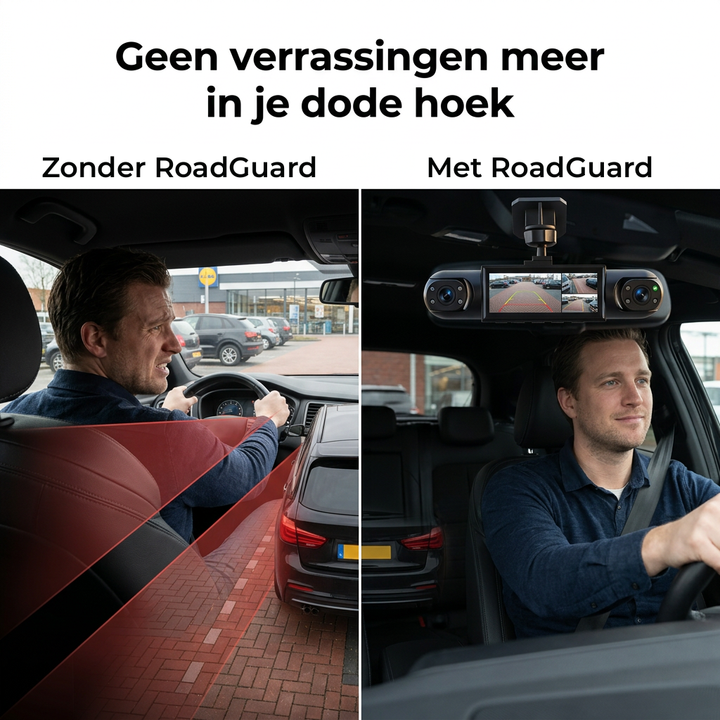 360°-dashcam met 4 camera's, GPS‑tijdstempel en nachtzicht