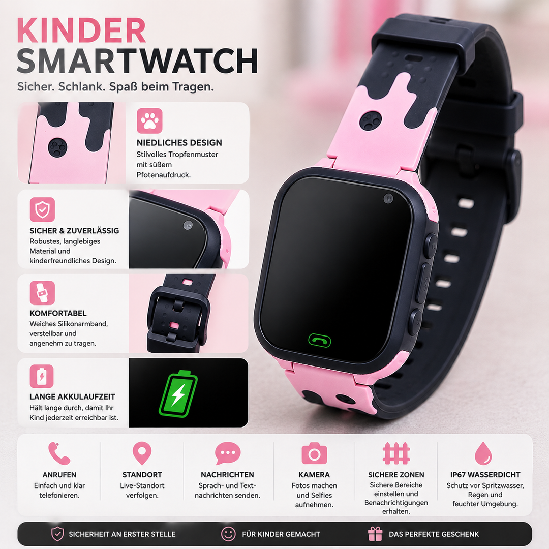 Kindersmartwatch met gps, camera & SOS-knop
