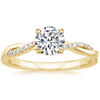 Ronde briljant solitaire verlovingsring met gedraaide band en pavé-accenten met diamantlook