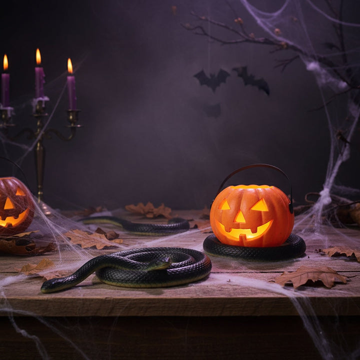 Halloween rubberen slang grappig speelgoed, realistische nepdecoratie voor feest en tuin