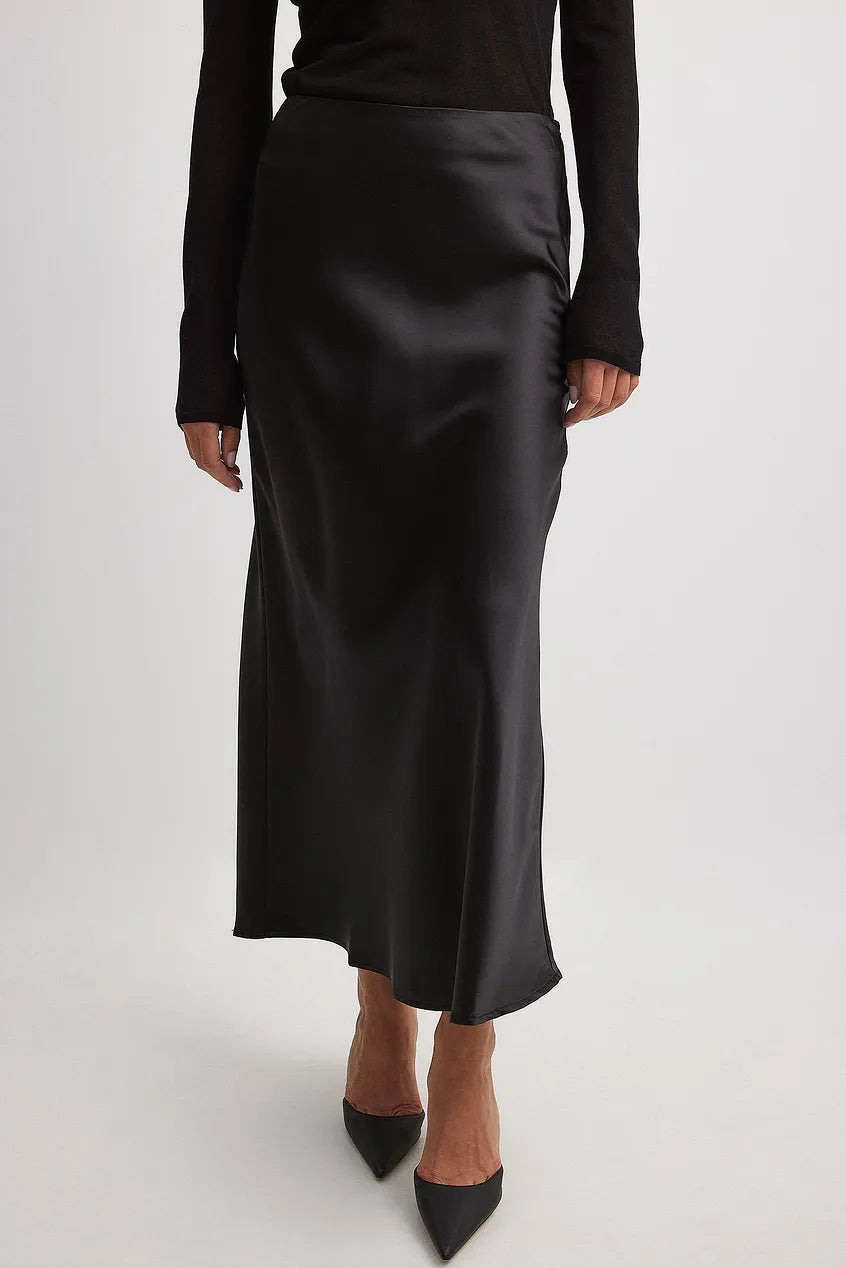 Hoge Taille Satijnen Rok – Leona