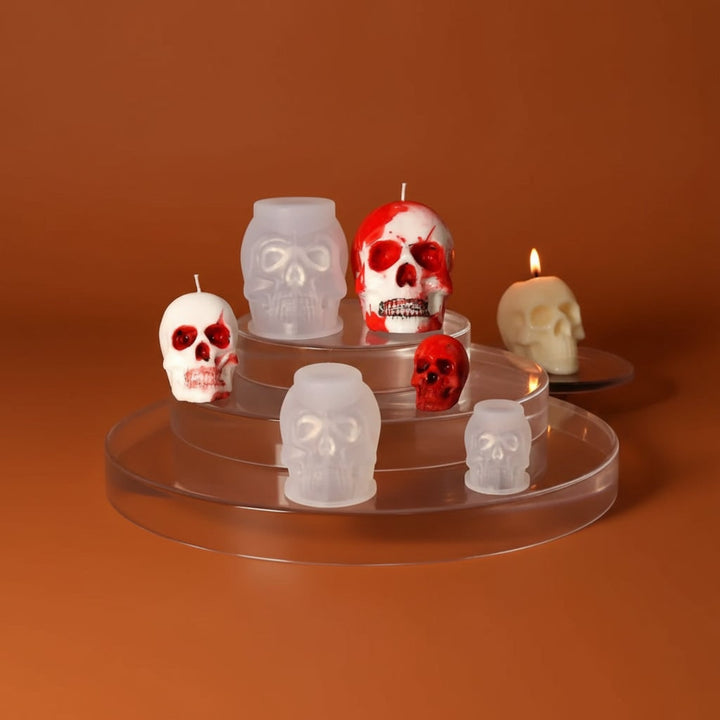 Halloween 3D-schedel siliconen mal set van 3 met gedetailleerd ontwerp voor gieten met hars en kaarsen maken