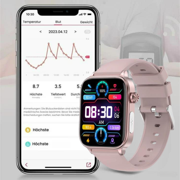 Smartwatch met Bloedglucosemeting & Noodoproep – afbeelding 7