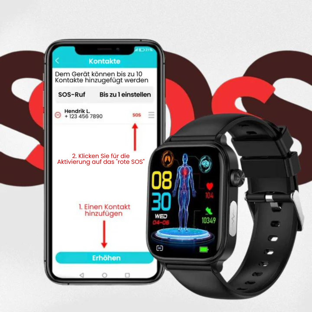 Smartwatch met Bloedglucosemeting & Noodoproep – afbeelding 8