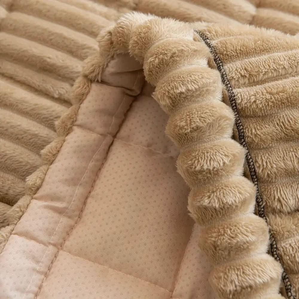 Bankhoes voor zitkussen met pluche gewatteerd ontwerp en antislipbodem, rekbaar