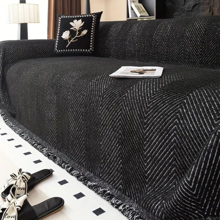 Bankplaid Bank Geweven Visgraat met Franjes en Kwastjes Decoratief