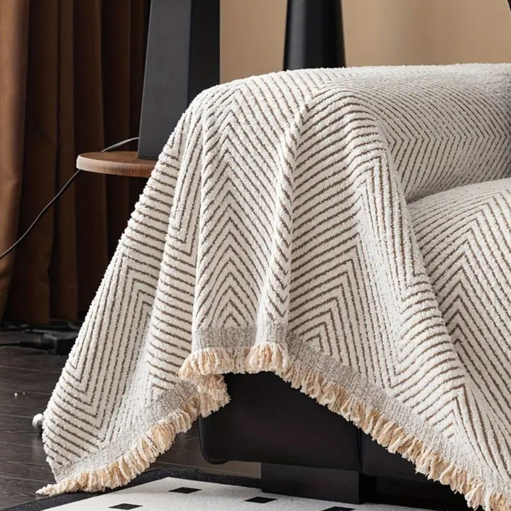 Bankplaid Bank Geweven Visgraat met Franjes en Kwastjes Decoratief