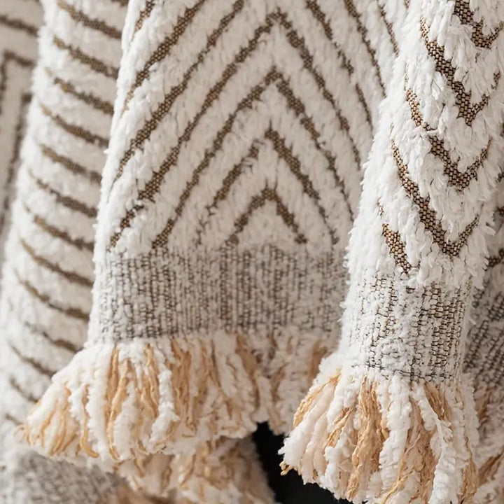 Bankplaid Bank Geweven Visgraat met Franjes en Kwastjes Decoratief