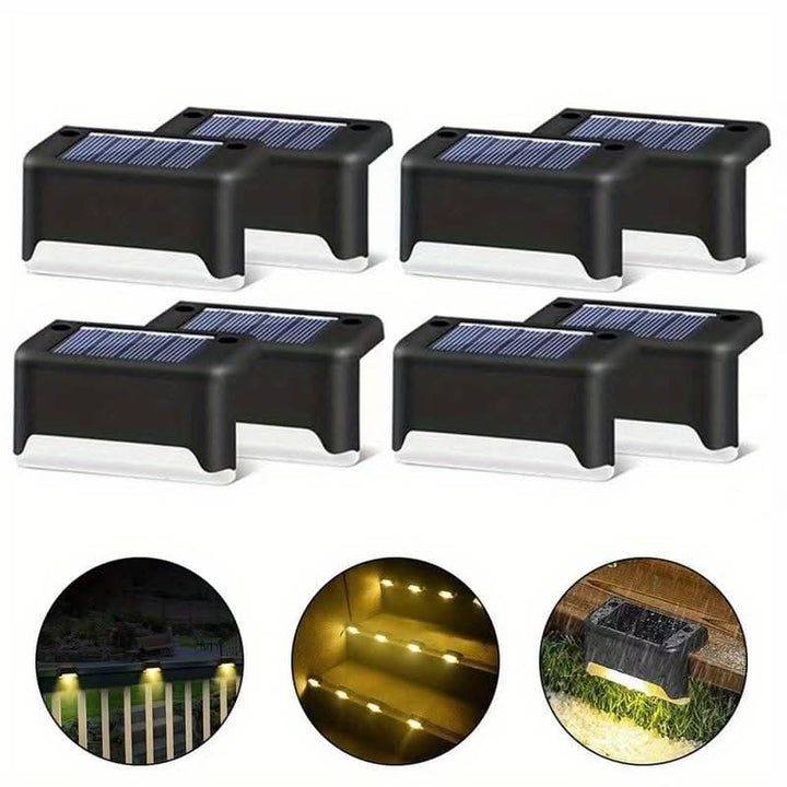 Solar LED-buitenverlichting voor pad, hek en terras met trapmontage