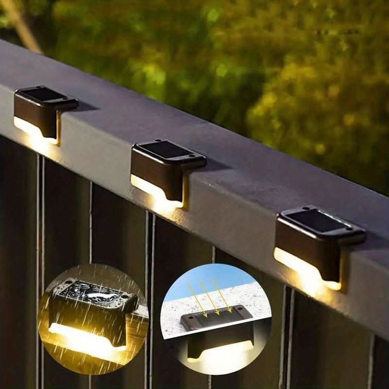 Solar LED-buitenverlichting voor pad, hek en terras met trapmontage