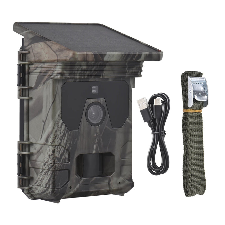 Zonne-energie trailcamera met mobiel netwerk, nachtzicht, bewegingssensor en SD-kaartsleuf