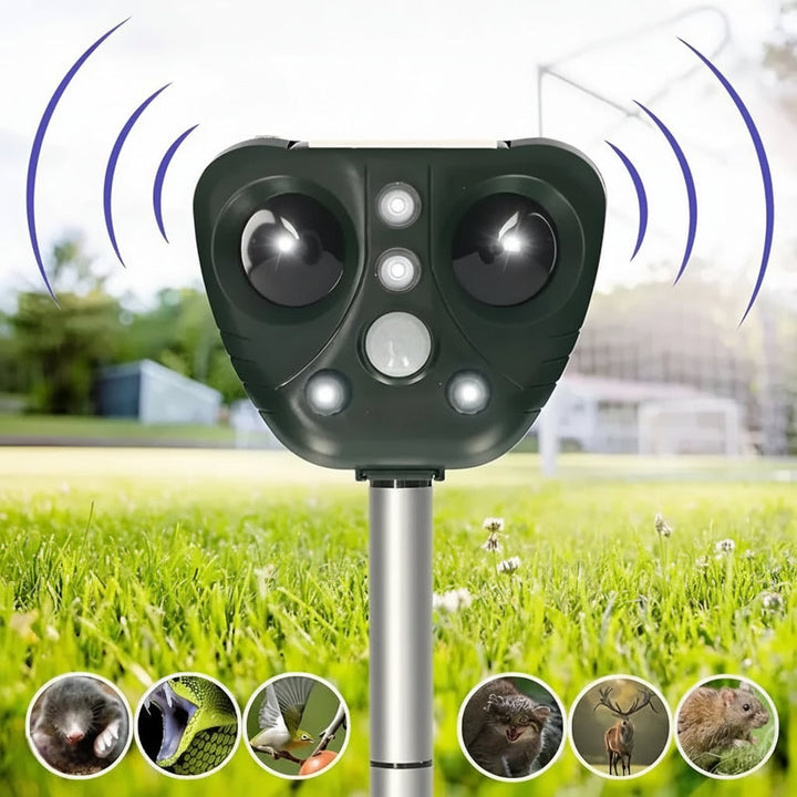 Solar ultrasone dierenverjager met bewegingssensor en LED-indicator